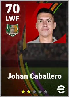 Johan Caballero eFootball 2026 player card — 70 OVR LWF