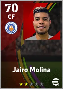 Jairo Molina eFootball 2026 player card — 70 OVR CF
