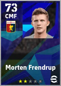 Morten Frendrup eFootball 2026 player card — 73 OVR CMF