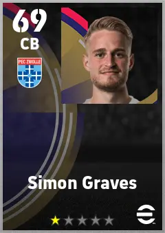 Simon Graves eFootball 2026 player card — 69 OVR CB