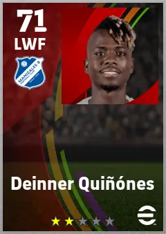 Deinner Quinones eFootball 2026 player card — 71 OVR LWF