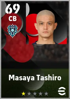 Masaya Tashiro eFootball 2026 player card — 69 OVR CB