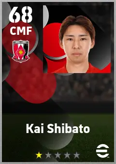 Kai Shibato eFootball 2026 player card — 68 OVR CMF