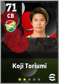 Koji Toriumi eFootball 2026 player card — 71 OVR CB