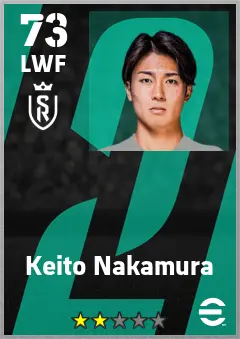 Keito Nakamura eFootball 2026 player card — 73 OVR LWF