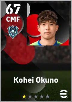 Kohei Okuno eFootball 2026 player card — 67 OVR CMF
