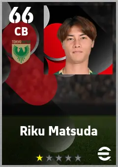 Riku Matsuda eFootball 2026 player card — 66 OVR CB