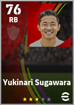 Yukinari Sugawara eFootball 2026 player card — 76 OVR RB