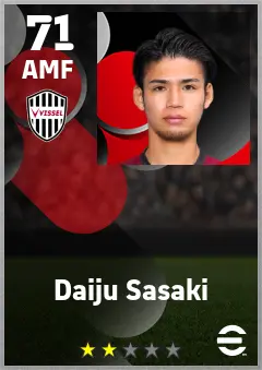 Daiju Sasaki eFootball 2026 player card — 71 OVR AMF