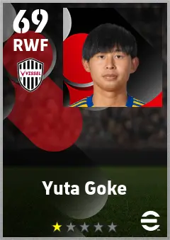 Yuta Goke eFootball 2026 player card — 69 OVR RWF
