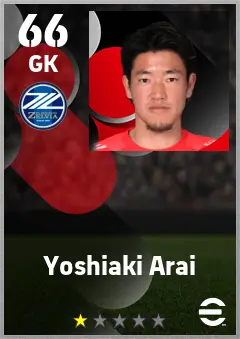 Yoshiaki Arai eFootball 2026 player card — 66 OVR GK