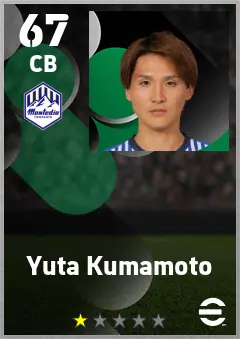 Yuta Kumamoto eFootball 2026 player card — 67 OVR CB
