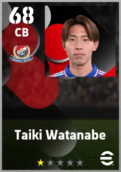 Taiki Watanabe eFootball 2026 player card — 68 OVR CB