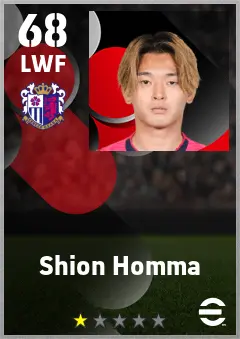 Shion Homma eFootball 2026 player card — 68 OVR LWF