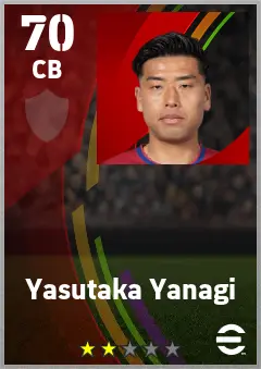 Yasutaka Yanagi eFootball 2026 player card — 70 OVR CB