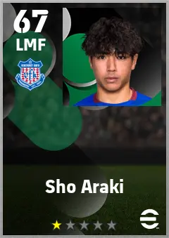 Sho Araki eFootball 2026 player card — 67 OVR LMF