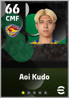 Aoi Kudo eFootball 2026 player card — 66 OVR CMF