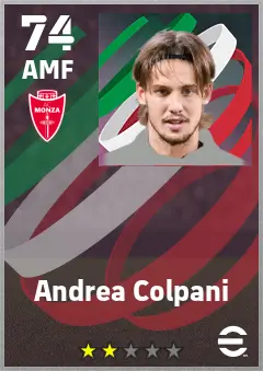 Andrea Colpani eFootball 2026 player card — 74 OVR AMF