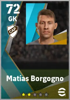 Matias Borgogno eFootball 2026 player card — 72 OVR GK