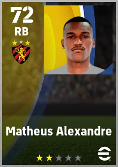 Matheus Alexandre eFootball 2026 player card — 72 OVR RB