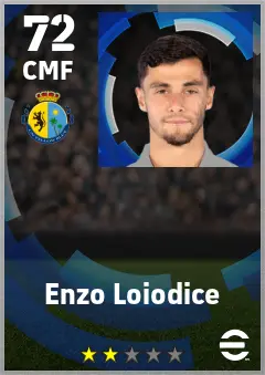 Enzo Loiodice eFootball 2026 player card — 72 OVR CMF