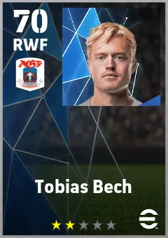 Tobias Bech eFootball 2026 player card — 70 OVR RWF