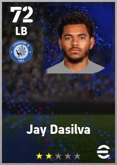 Jay Dasilva eFootball 2026 player card — 72 OVR LB