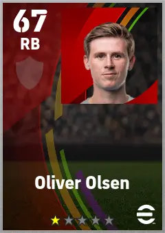 Oliver Olsen eFootball 2026 player card — 67 OVR RB