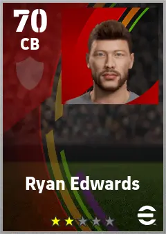 Ryan Edwards eFootball 2026 player card — 70 OVR CB