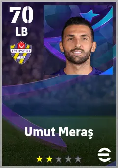 Umut Meras eFootball 2026 player card — 70 OVR LB