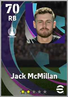 Jack McMillan eFootball 2026 player card, 70 OVR RB
