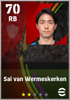 Sai van Wermeskerken eFootball 2026 player card — 70 OVR RB