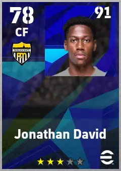 Jonathan David eFootball 2026 player card — 78 OVR CF