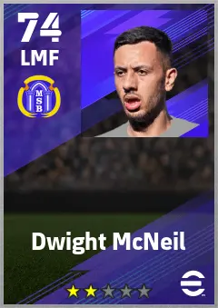 Dwight McNeil eFootball 2026 player card — 74 OVR LMF