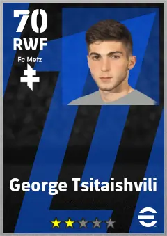 George Tsitaishvili eFootball 2026 player card — 70 OVR RWF