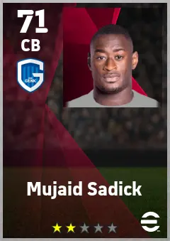 Mujaid Sadick eFootball 2026 player card — 71 OVR CB