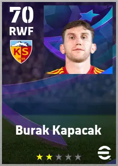 Burak Kapacak eFootball 2026 player card — 70 OVR RWF