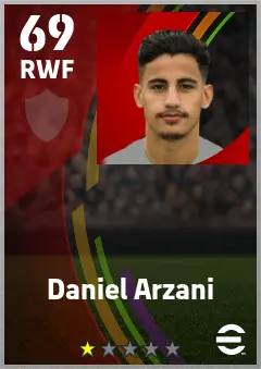 Daniel Arzani eFootball 2026 player card — 69 OVR RWF