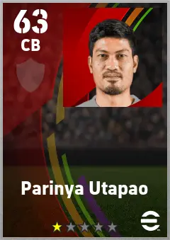 Parinya Utapao eFootball 2026 player card — 63 OVR CB