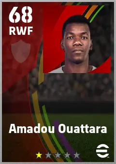 Amadou Ouattara eFootball 2026 player card — 68 OVR RWF