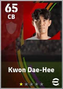 Kwon Dae-Hee eFootball 2026 player card — 65 OVR CB