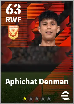 Aphichat Denman eFootball 2026 player card — 63 OVR RWF