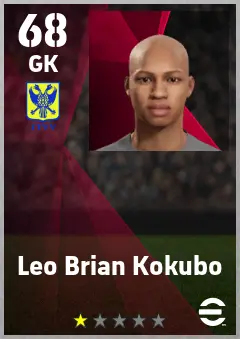 Leo Brian Kokubo eFootball 2026 player card — 68 OVR GK