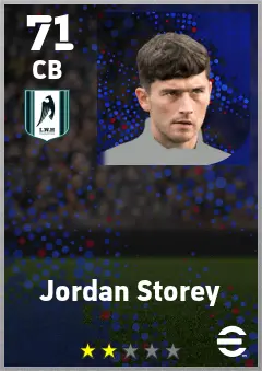 Jordan Storey eFootball 2026 player card — 71 OVR CB