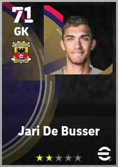 Jari De Busser eFootball 2026 player card — 71 OVR GK