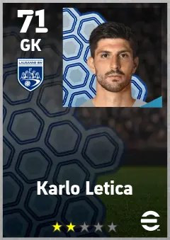 Karlo Letica eFootball 2026 player card — 71 OVR GK