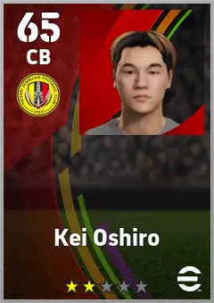 Kei Oshiro eFootball 2026 player card — 65 OVR CB