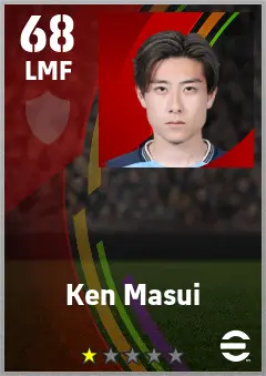 Ken Masui eFootball 2026 player card — 68 OVR LMF