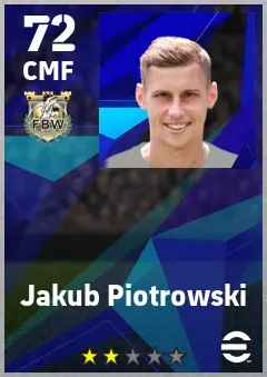 Jakub Piotrowski eFootball 2026 player card — 72 OVR CMF