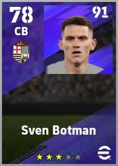 Sven Botman eFootball 2026 player card — 78 OVR CB